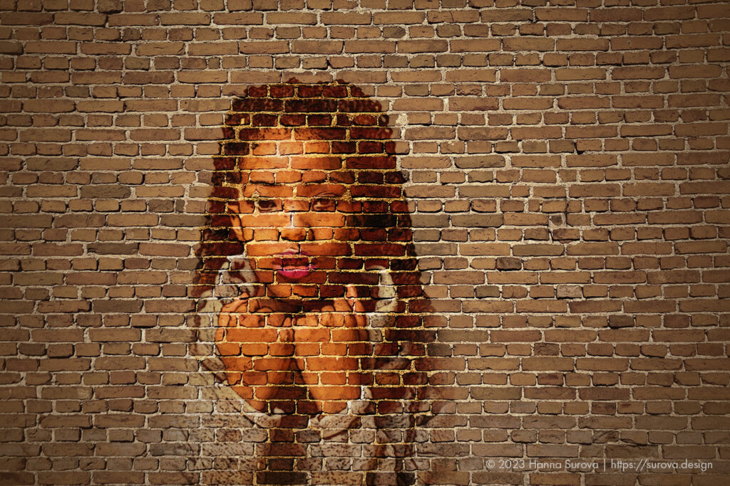 Portrait Painting on a Brick Wall