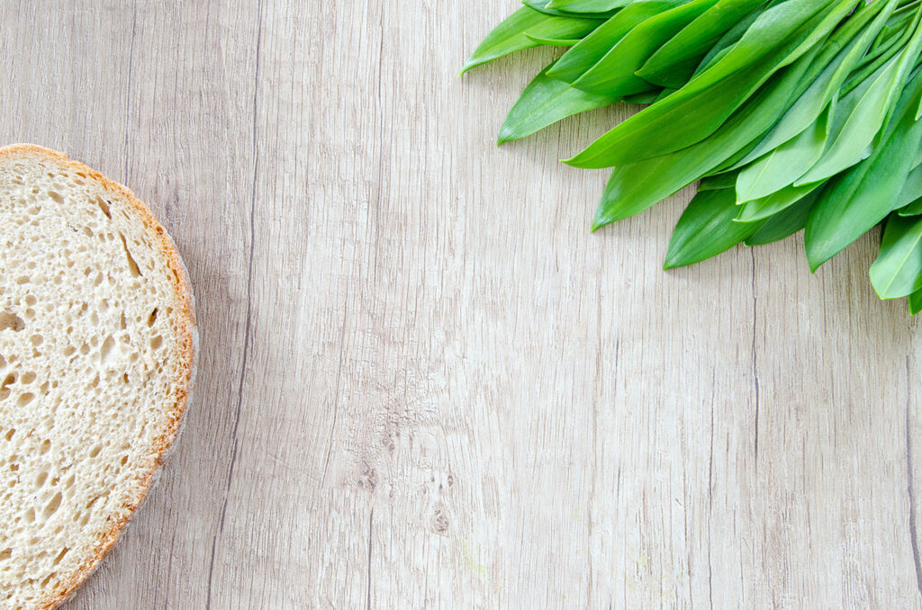 Cooking Woodboard with Bread and Flowers