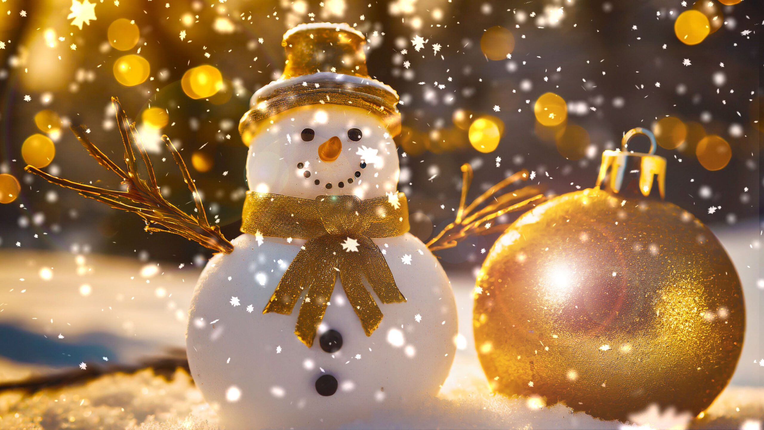 1 Minute ASMR | Heavy Snowfall and a Cute Snowman with Bokeh Light | Crusty Snow SOUND | 4K